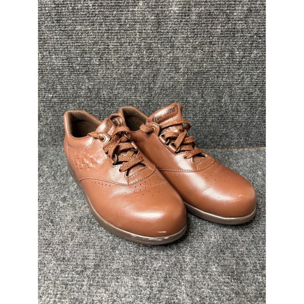 SAS Free Time Brown Leather Walking Shoes Sneakers Womens 8.5 M Handcrafted